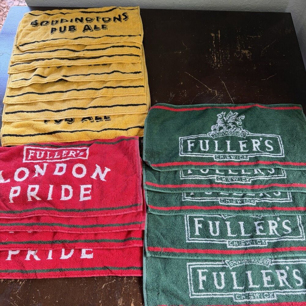 Vintage British Bar Towels Lot Of 16 Boddingtons Pub Fuller’s London Pride Logos